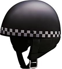 Black Bobber Motorcycle Helmet With Checker Print