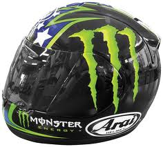 Arai Full Face Motorcycle Helmet with Monster Energy Graphics