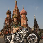 Futuristic Russian Bobber Motorcycle in Red Square Russia