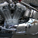 1340 cc EVO V-Twin Bobber Motorcycle Close Up Left Side Engine Block